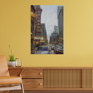 Chicago Streets, The Windy City Retro Art Poster