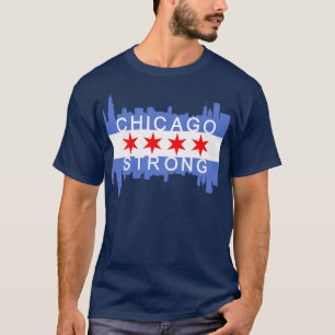 Chicago Strong Chitown City Skyline Flag TShirt