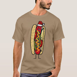 Chicago style hot dog Christmas Santa hat poppy T-Shirt