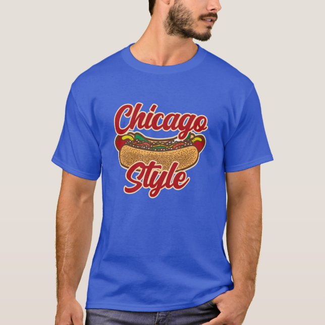 Chicago Style Hot Dog Fun Food Illustration Oversi T-Shirt (Front)