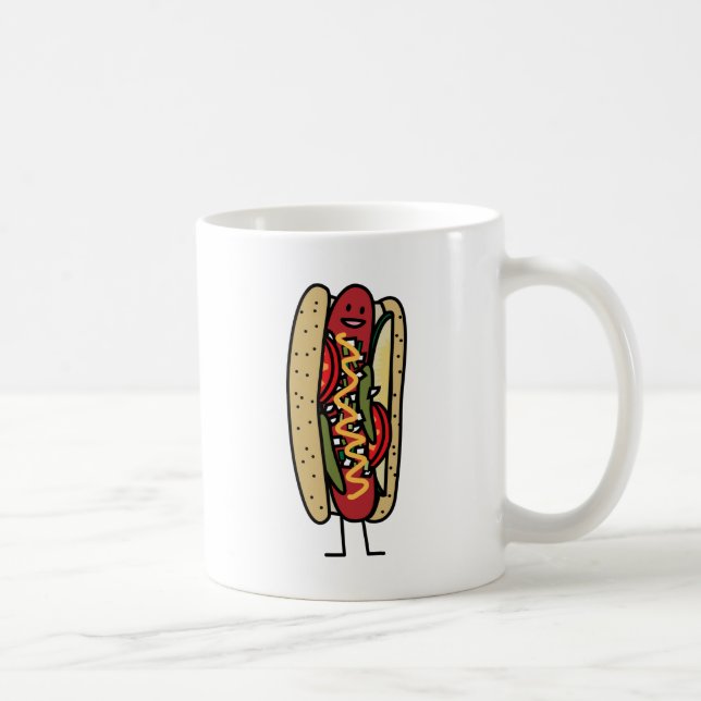 Chicago Style Hot Dog hot red poppy bun mustard Coffee Mug (Right)