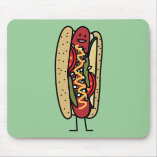 Chicago Style Hot Dog hot red poppy bun mustard Mouse Mat