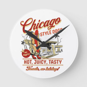 Chicago Style Hot Dog Wall Clock