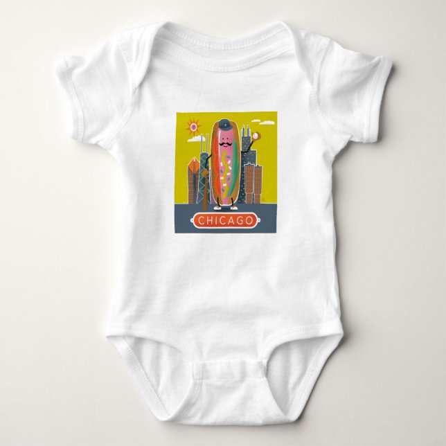 Chicago-Style Hotdog Baby Bodysuit (Front)