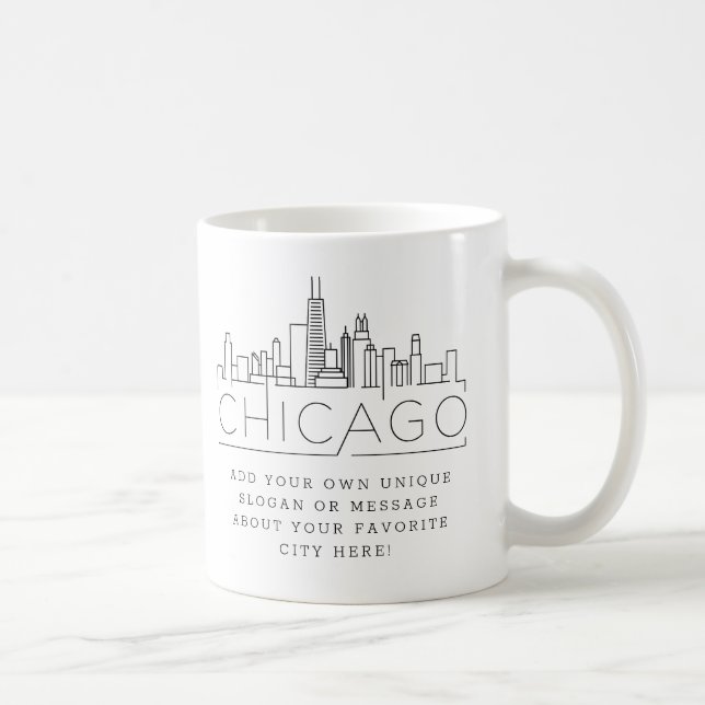 Chicago Stylised Skyline | Custom Slogan Coffee Mug (Right)