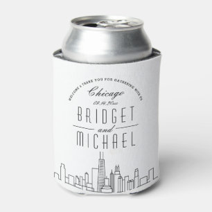 Chicago Stylised Skyline   Wedding Can Cooler
