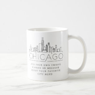 Chicago Stylized Skyline   Custom Slogan Coffee Mug