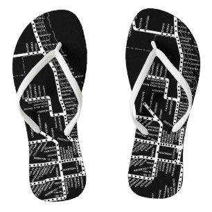 Chicago Subway Elevated Train Vintage System Map Flip Flops