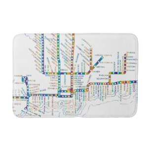 Chicago Subway Map w/ Train stops COLOR TIE DYE Bath Mat