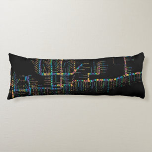 Chicago Subway Map w/ Train stops COLOR TIE DYE Body Cushion