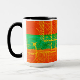 Chicago Subway Map w/ Train stops colourful vintag Mug