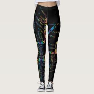 Chicago Subway Map w/ Train stops TIE DYE COLOR Leggings