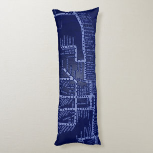 Chicago Subway Train Vintage System Map Route Body Cushion
