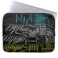 Chicago Subway Train Vintage System Map Route NEON