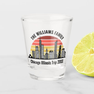 Chicago Sunset Customised Family Trip Shot Glass
