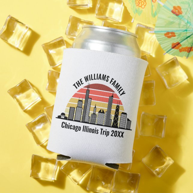 Chicago Sunset Customized Family Trip Can Cooler (In Situ Summer)