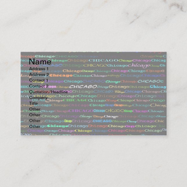 Chicago Text Design I Business Card I (Front)