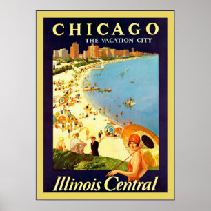 Chicago ~ The Vacation City ~ Vintage Travel Poster
