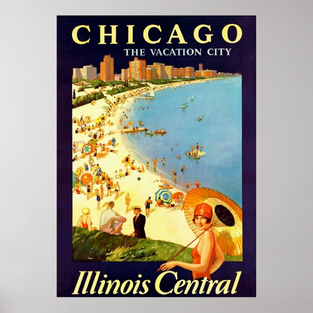 Chicago ~ The Vacation City ~ Vintage Travel Poster (Front)