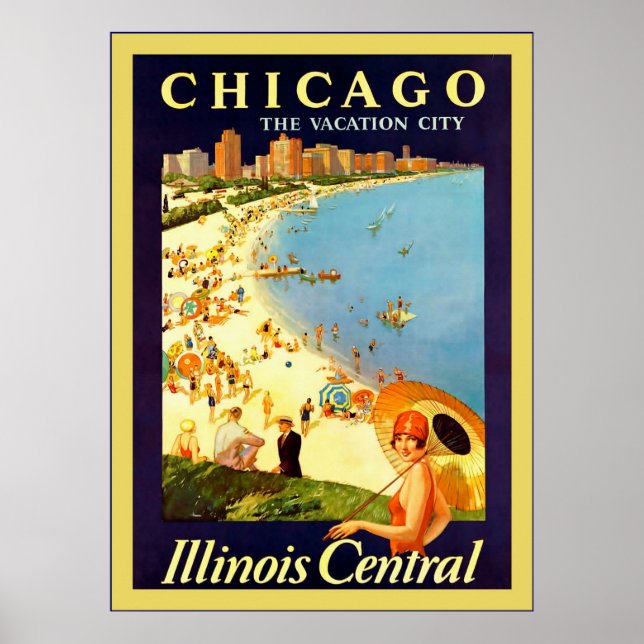 Chicago ~ The Vacation City ~ Vintage Travel Poster (Front)