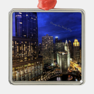 Chicago, the Windy City Metal Tree Decoration