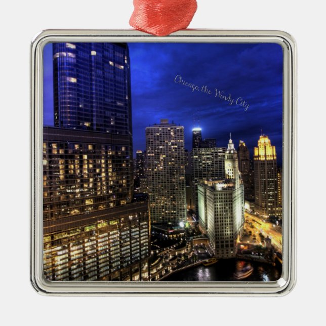 Chicago, the Windy City Metal Tree Decoration (Front)