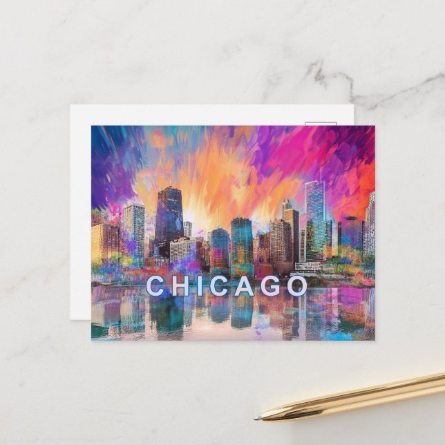 Chicago The Windy City  Postcard (Front/Back In Situ)