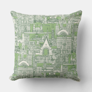 Chicago toile sea kelp sage green cushion