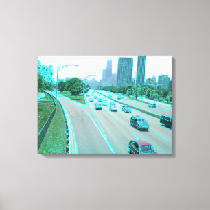 Chicago Traffic in Coloured Foil Canvas Print