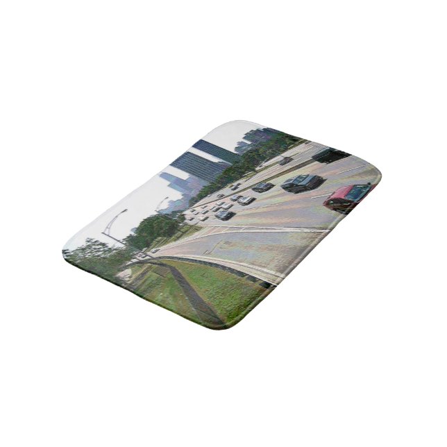 Chicago Traffic in Sandstone Bath Mat (Angled)