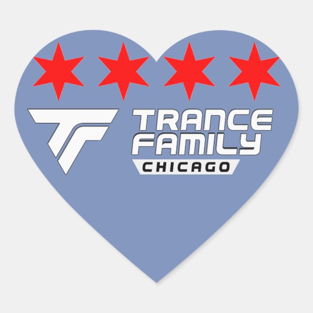 Chicago Trance Family Bumper heart sticker & stars (Front)