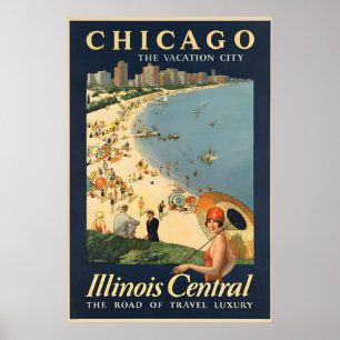 Chicago Travel Poster - Illinois Central Railroad