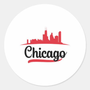 Chicago USA City Cityscape Skyline Funny Gift Classic Round Sticker