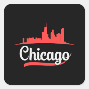 Chicago USA City Cityscape Skyline Funny Gift Idea Square Sticker