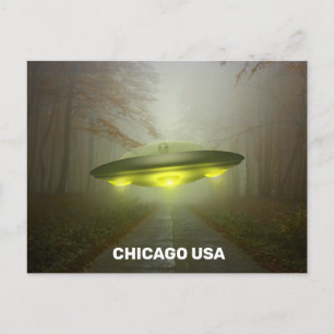 CHICAGO USA SPACESHIP UFO ART Postcards