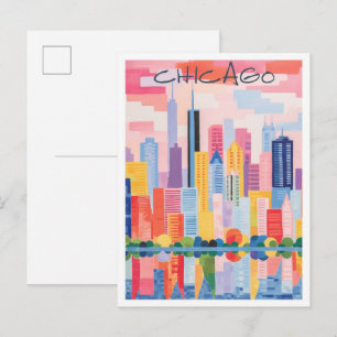 Chicago USA Travel City Aesthetic Postcard