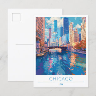 Chicago USA Vintage Travel  Postcard