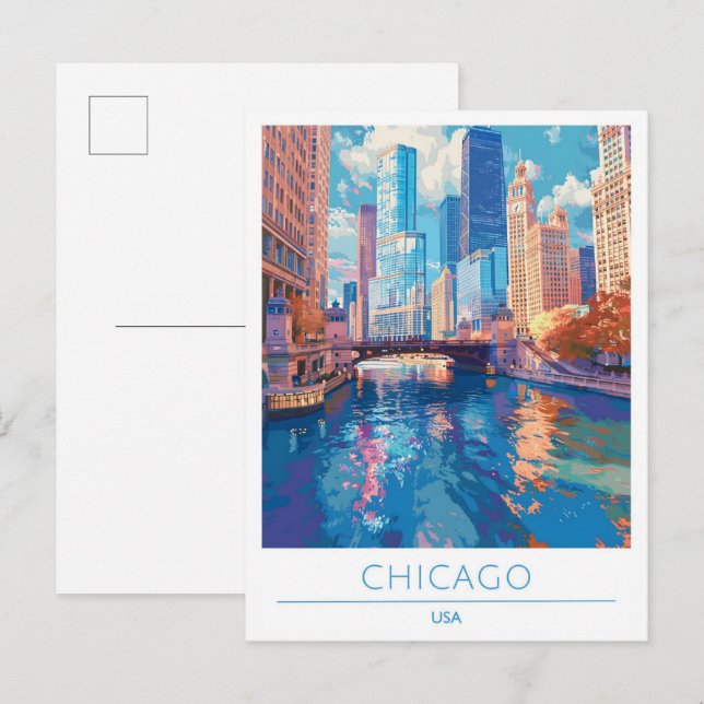 Chicago USA Vintage Travel  Postcard (Front/Back)