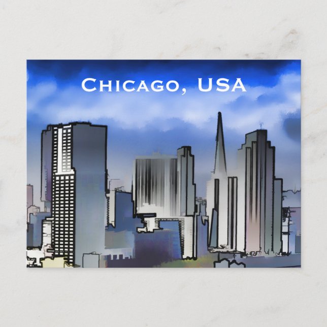 Chicago, USA Vintage Travel Tourism Add Postcard (Front)