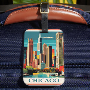 Chicago Vintage Illustration Luggage Tag