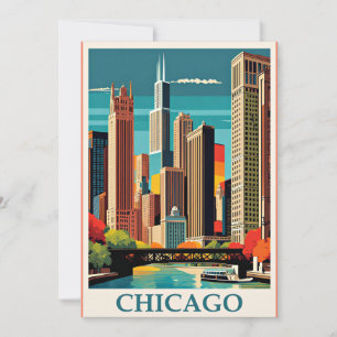 Chicago Vintage Illustration Thank You Card