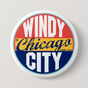 Chicago Vintage Label 7.5 Cm Round Badge