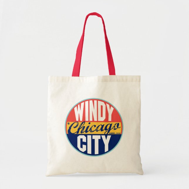 Chicago Vintage Label Tote Bag (Front)