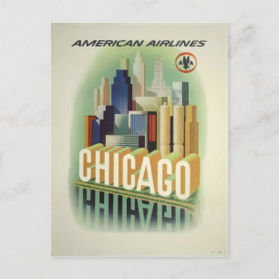 Chicago Vintage Reiseplakat Postcard
