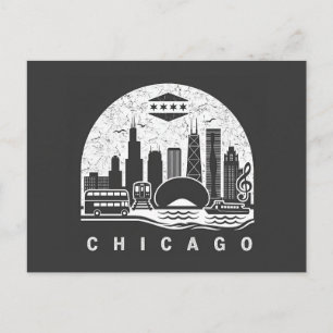 Chicago Vintage  Skyline Announcement Postcard