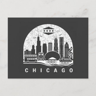 Chicago Vintage  Skyline Announcement Postcard