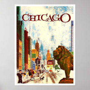 Chicago vintage travel poster