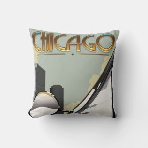 Chicago vintage travel poster cushion