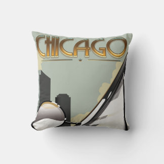 Chicago vintage travel poster cushion