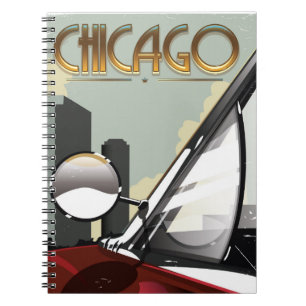 Chicago vintage travel poster notebook